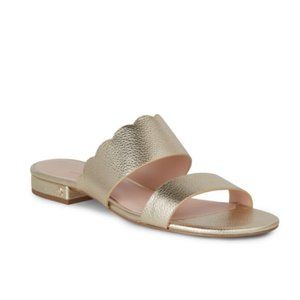 Kate Space Gold Scallop Metallic Leather Sandals Flats sz 7